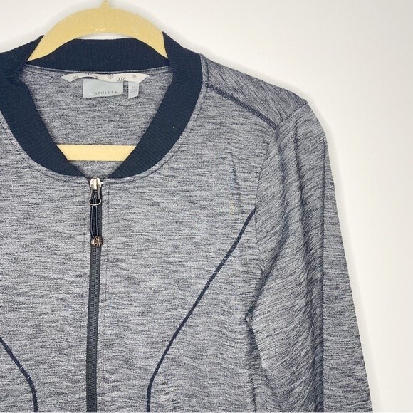Athleta Grey Bombtastic Bomber Workout Athletic Athleisure Jacket Size Medium - Picture 3 of 10